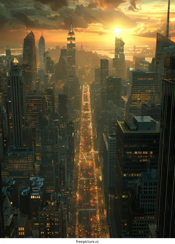 New York Skyline Sunset