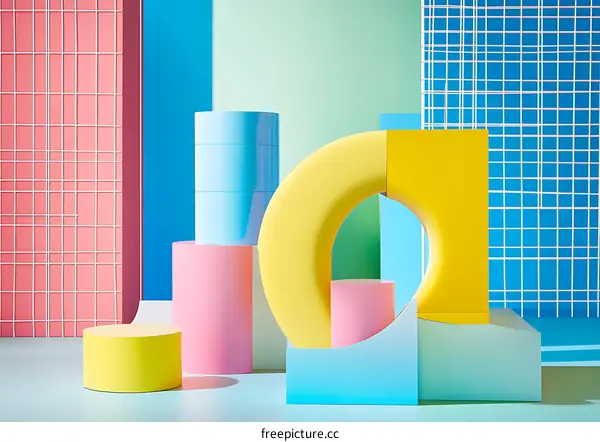 Abstract Geometric Shapes Colorful Background