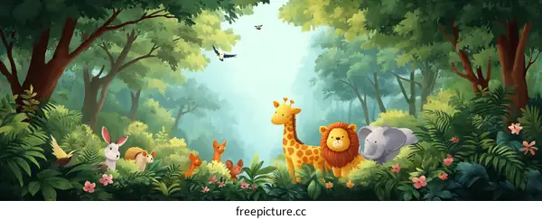 Cute Animal Forest Illustration
