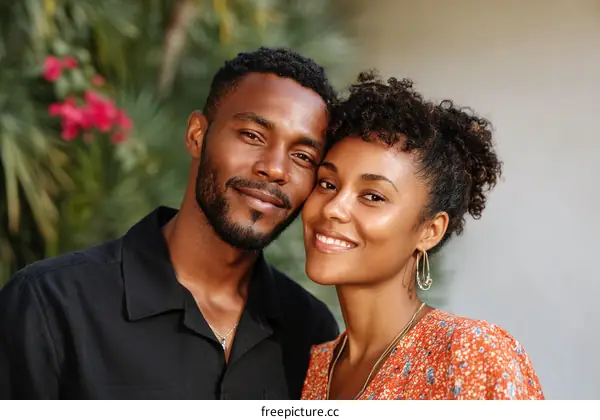 Affectionate Couple Portrait Outdoors
