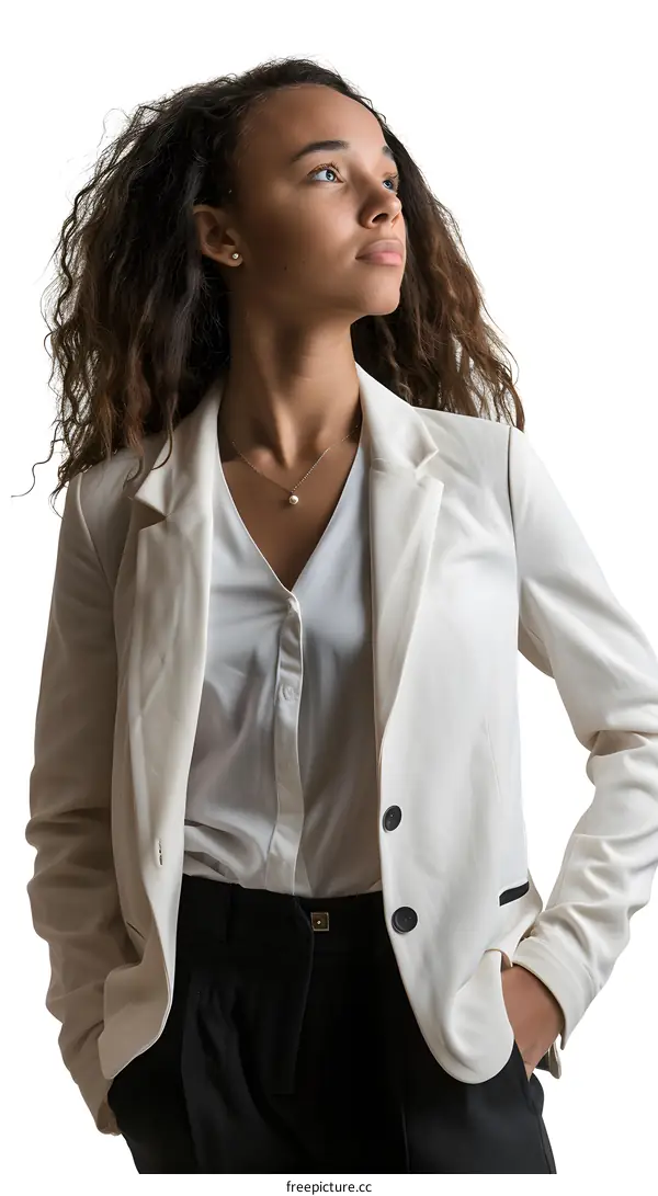 Confident Young Businesswoman Looking Up