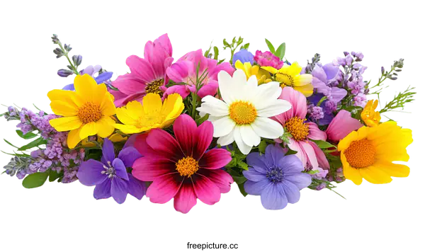 [Transparent Background PNG]Colorful Bouquet of Flowers on White Background
