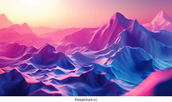 vibrant mountain landscape with a blue and purple gradient