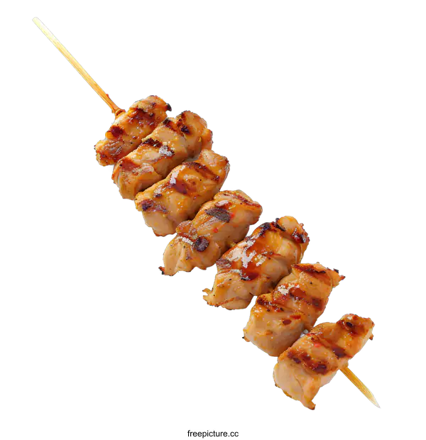 [Transparent Background PNG]Grilled Chicken Skewer on White Background