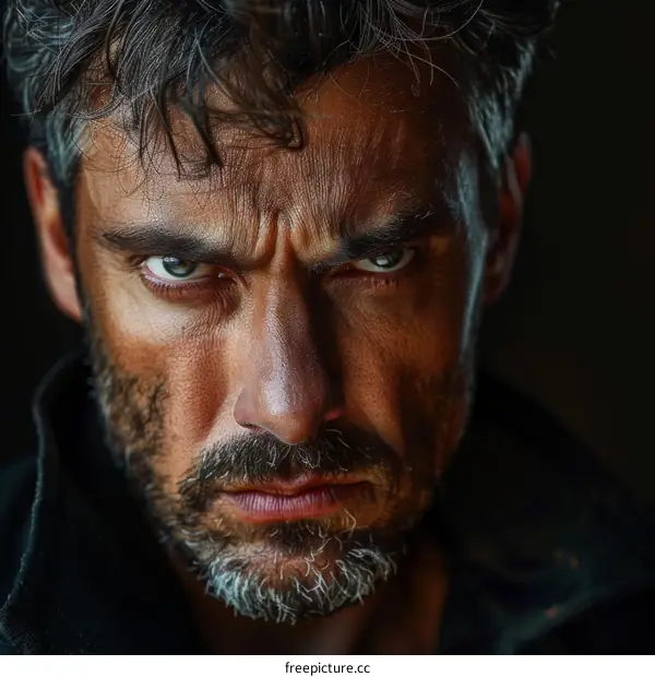 Portrait of a Man with Intense Expression