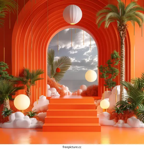 Futuristic Orange Archway