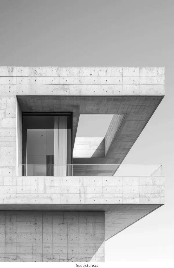 Modern Concrete House with Balcony