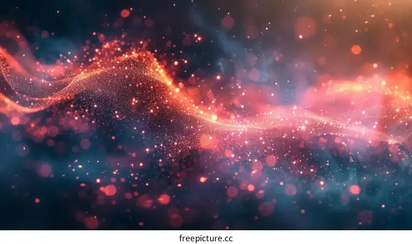 Flowing red and blue particles background