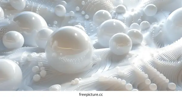 Abstract 3D Surface with White Spheres