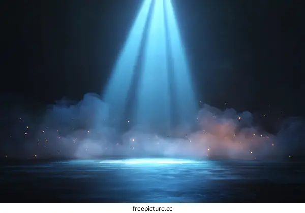Spotlight Stage Scene with Fog and Sparks