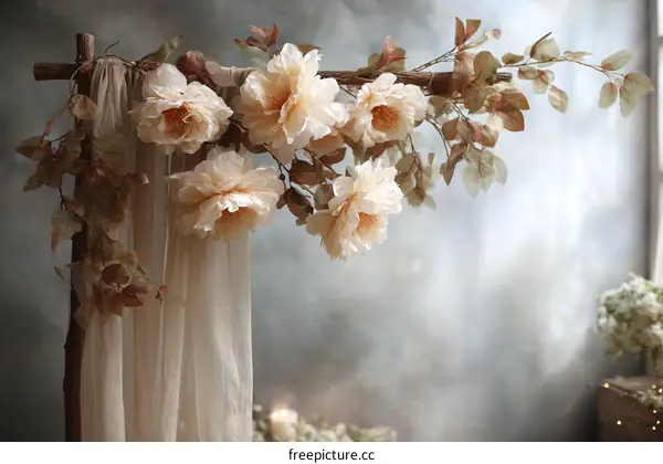 Floral Arrangement Against a Soft Beige Background