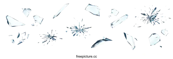 [Transparent Background PNG]Shattered Glass Fragments on White Background