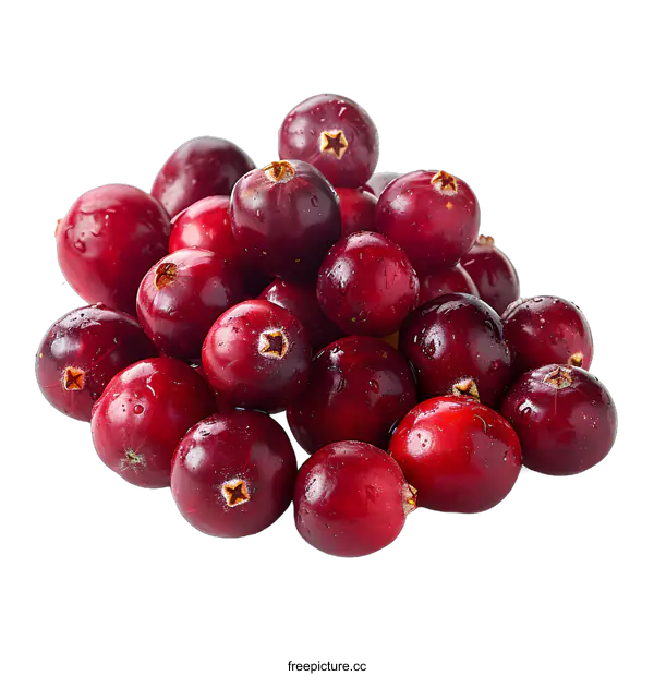 [Transparent Background PNG]Fresh cranberries isolated on white background
