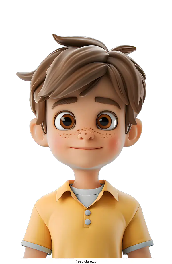 [Transparent Background PNG]Smiling Boy with Freckles