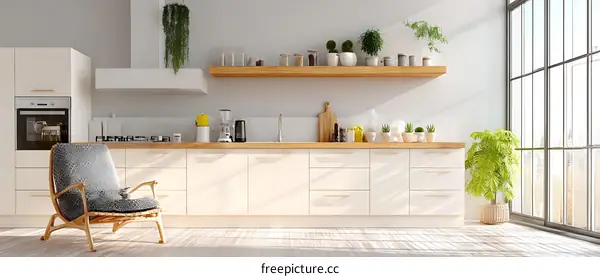 Modern Kitchen Interior Design with Sunlight