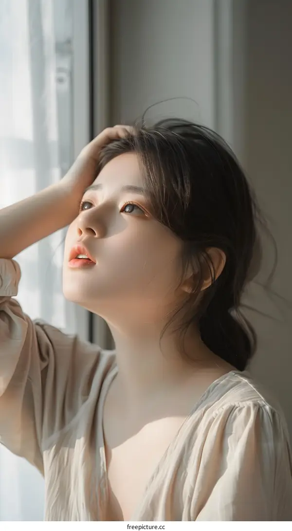 Portrait of a Beautiful Young Asian Woman with Soft Lighting