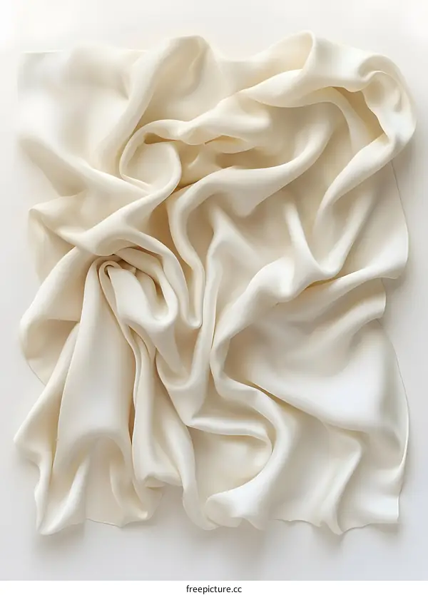 Close-up of wrinkled beige silk fabric