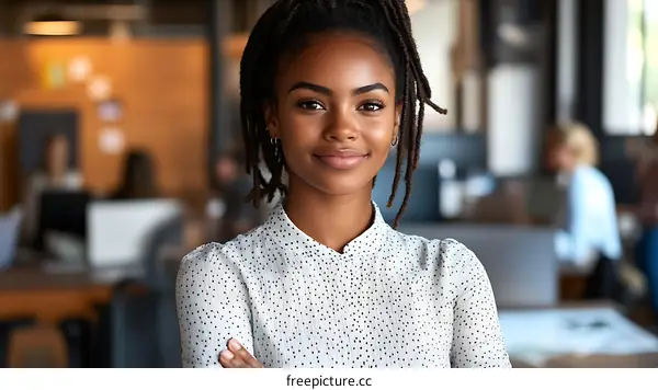 Confident African Woman in Office Setting