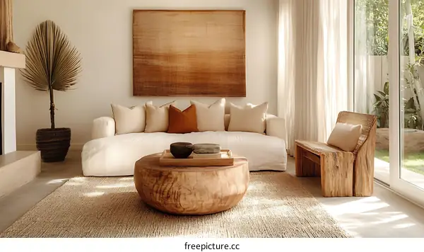 Modern Minimalist Living Room Design with Natural Wood Furniture