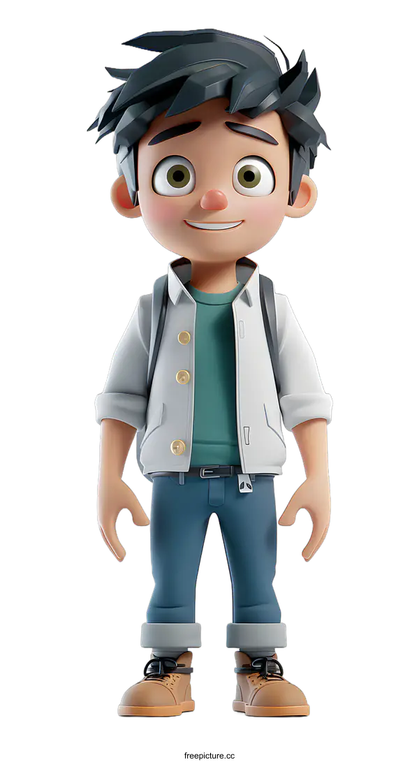 [Transparent Background PNG]Smiling Boy with Backpack