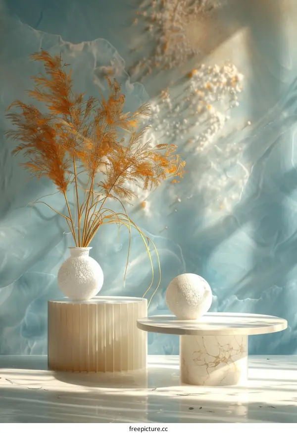 Minimalist Interior Scene with Pampas Grass