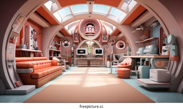 Retro Futuristic Living Room Interior Design
