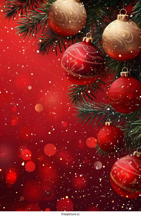 Christmas Tree With Red And Gold Ornaments