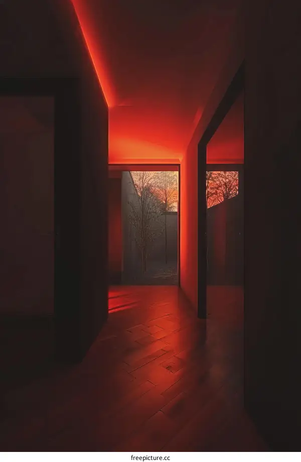 liminal space with red lighting