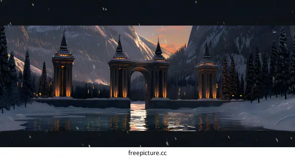 Fantasy Winter Landscape with an Archway