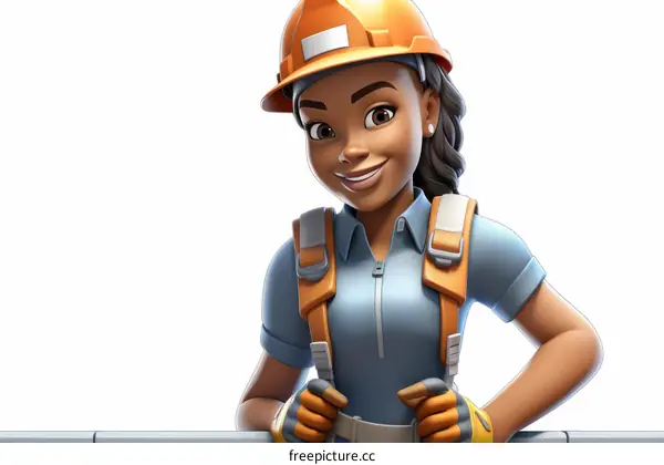 Black Woman in Hardhat Smiling