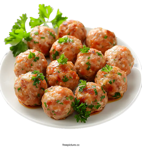 [Transparent Background PNG]Homemade meatballs with parsley