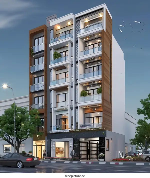 Modern Apartment Building Exterior Design With Balcony