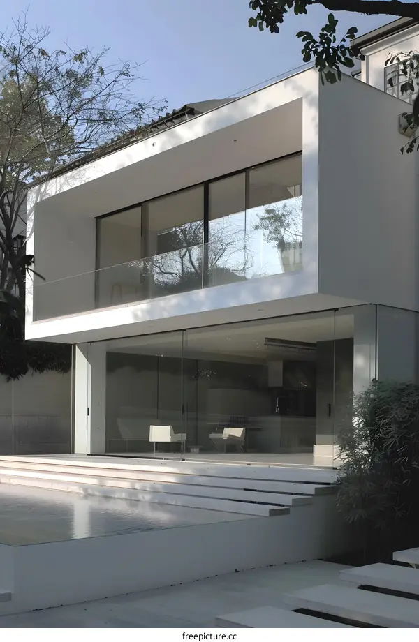 Modern Minimalist House Exterior with Swimming Pool