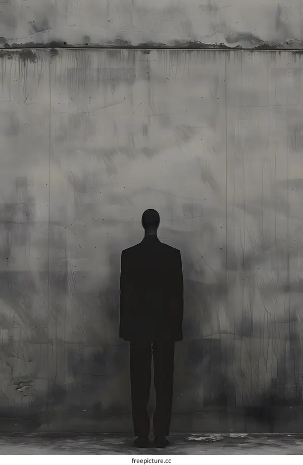 Man in Suit Standing in Front of Concrete Wall