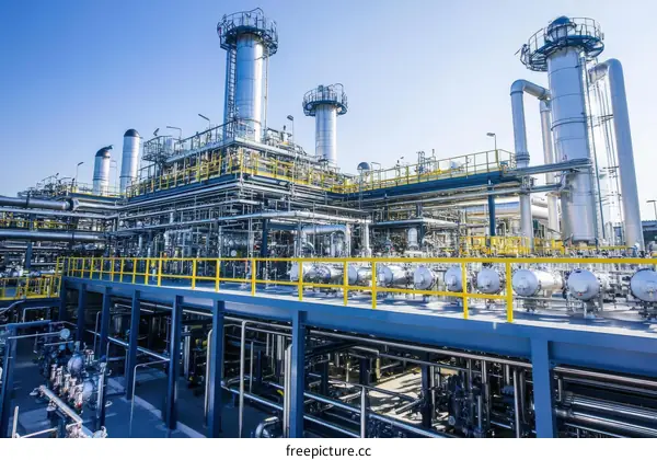 Large Industrial Plant Complex with Piping and Tanks