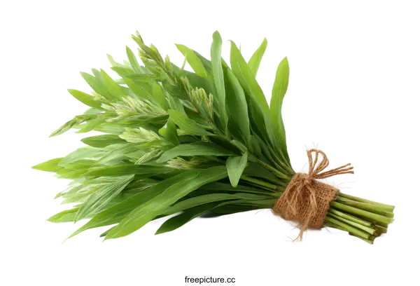 [Transparent Background PNG]Fresh Bunch of Green Herbs Isolated on White Background