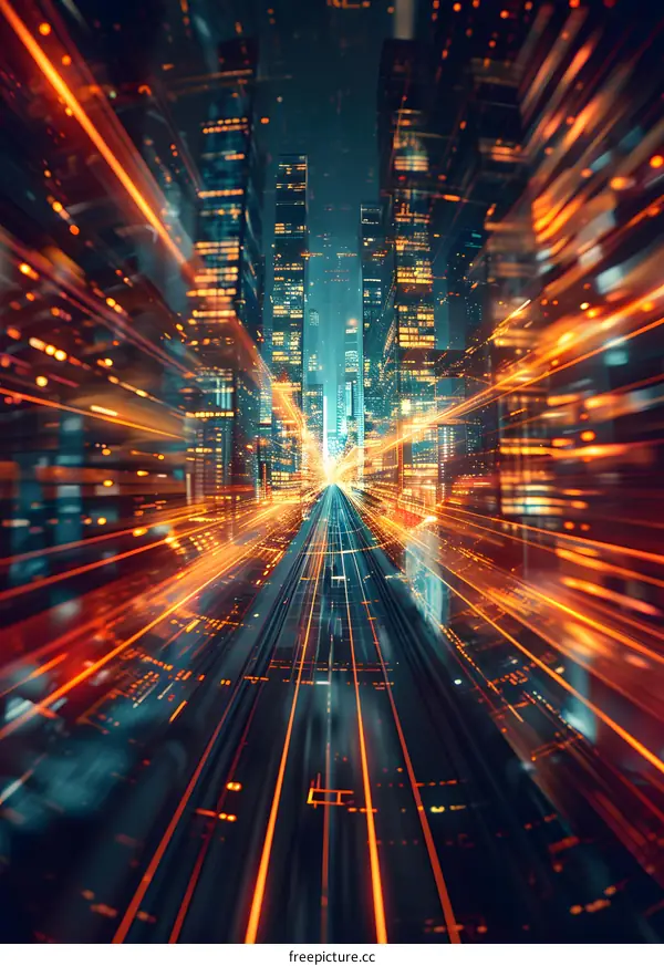 Futuristic Cityscape with Abstract Lights