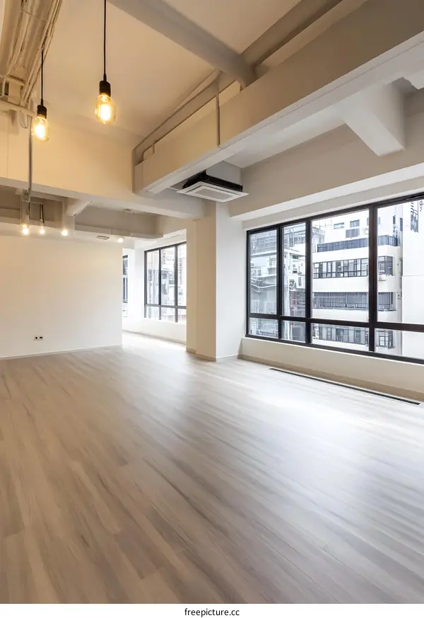 Modern Empty Office Space With Hardwood Floor