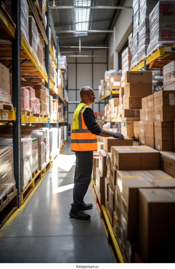 Warehouse worker checking inventory