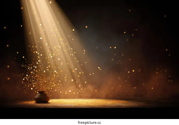 Golden Light Spotlight on a Vase