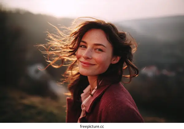 Woman Outdoors Portrait in Golden Light
