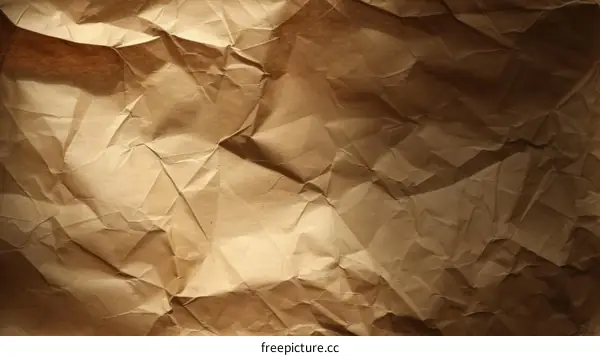 Close-up of a crumpled brown paper texture