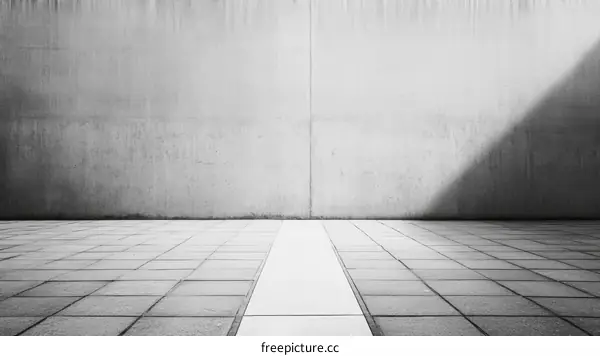 Empty Concrete Wall and Tiled Floor