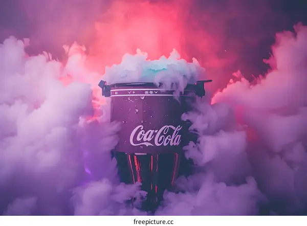 Coca Cola Cooler with Dry Ice Smoke
