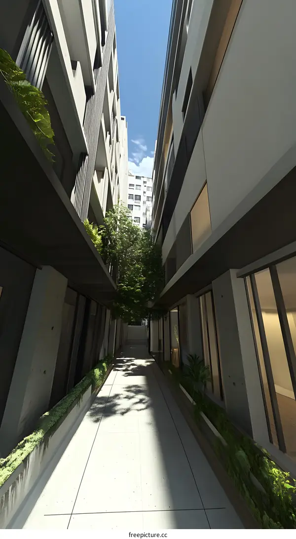 Modern Building Architecture Design With Green Plants