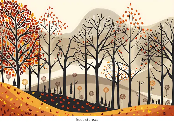 Autumn Forest Landscape Illustration