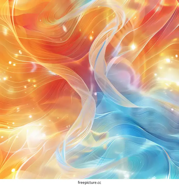 Wavy Orange And Blue Abstract