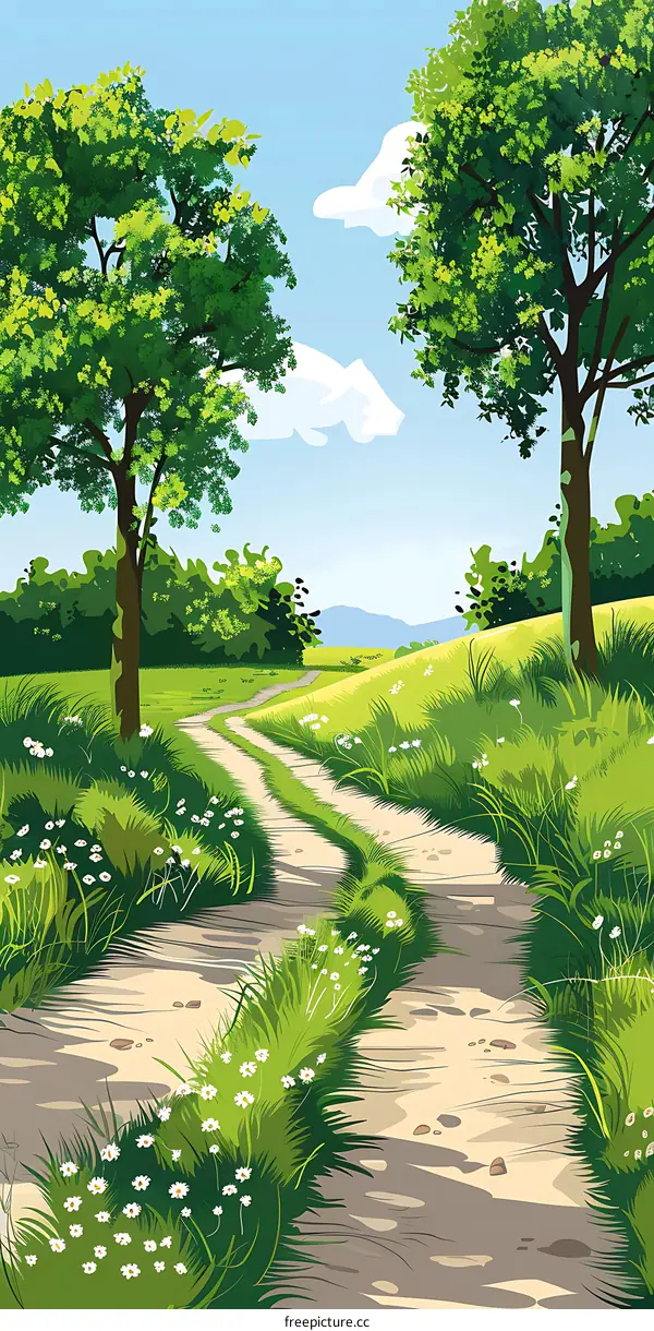 Green Path Through the Trees Illustration