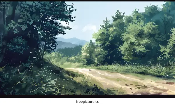 Green Forest Landscape Painting