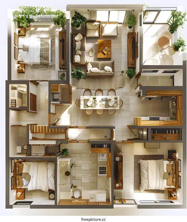 Floor plan of a luxury penthouse apartment
